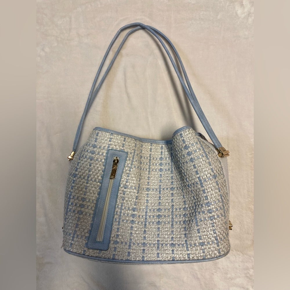 Samoe Blue & Silver Woven Magnetic Snap Purse. Excellent Condition.